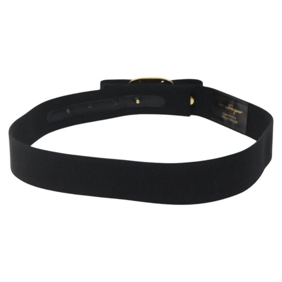 Salvatore Ferragamo Vala Belt Canvas 37.4"" Black Auth - Picture 3 of 15